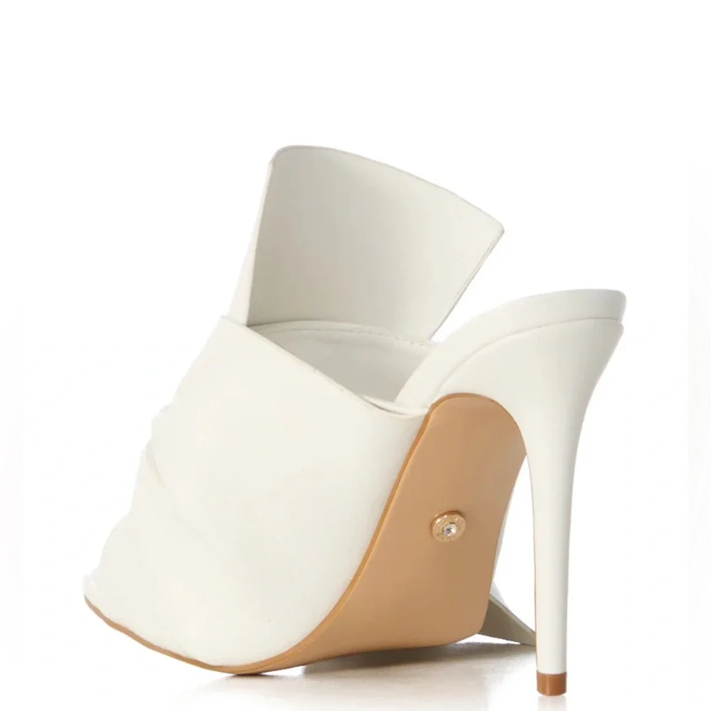 AZALEA WANG White Vegan Leather Mule Sandals - Picture 4 of 4